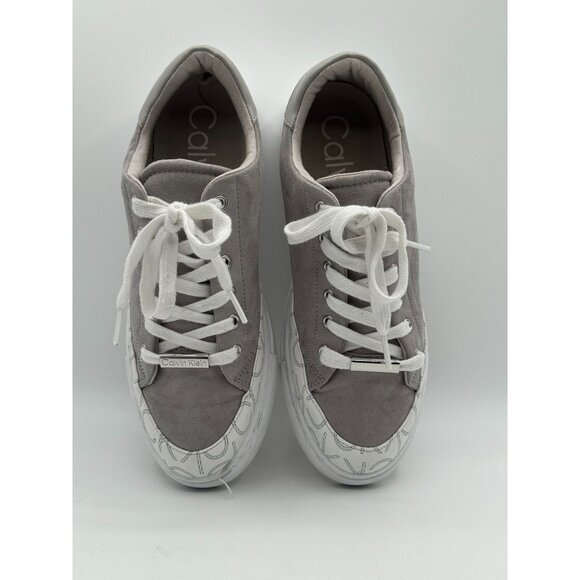 Calvin Klein Womens Low-Top Sneakers Gray & White Casual Shoes Size 8.5 - Picture 6 of 8